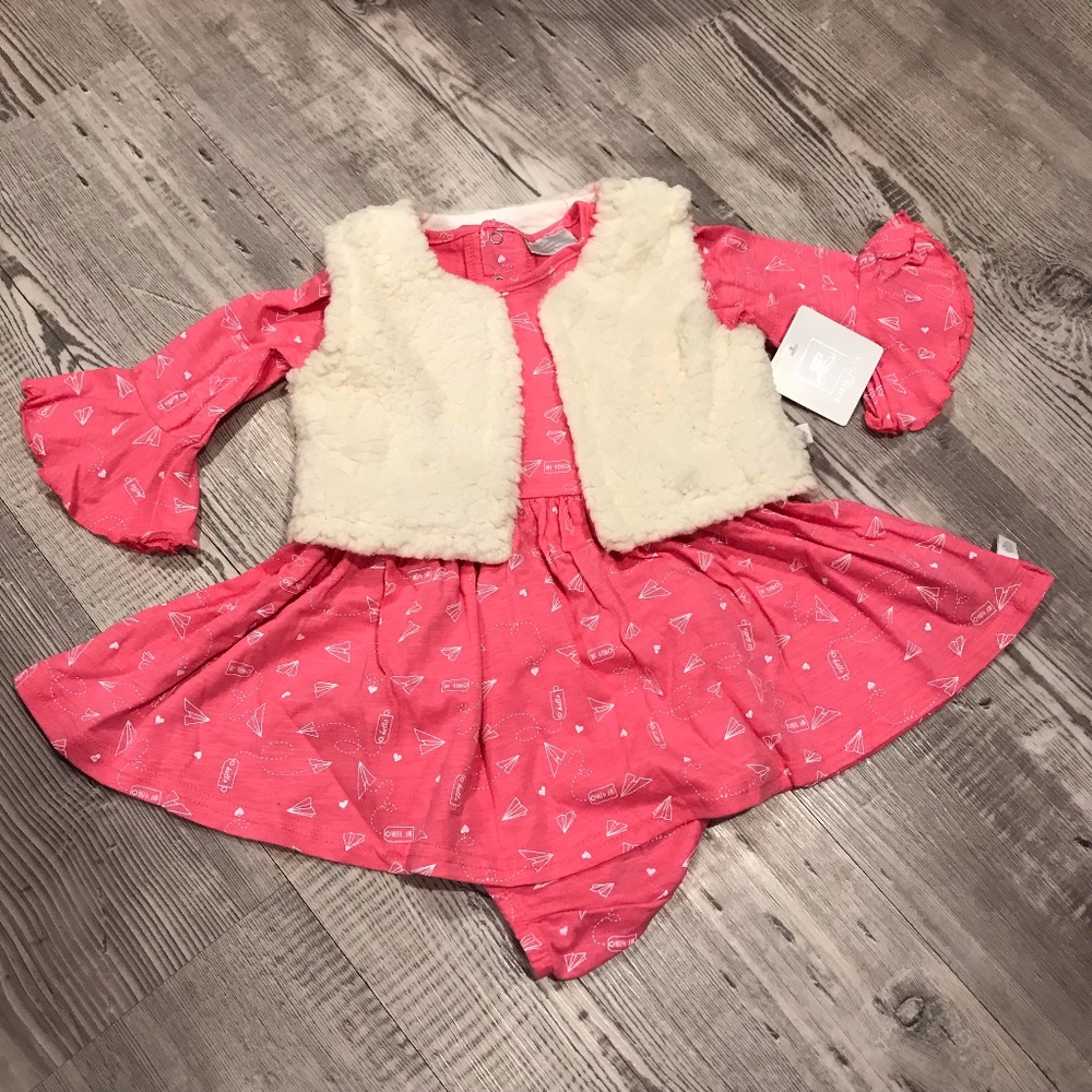 Rosie Pope Dress & Faux Fur Vest Set